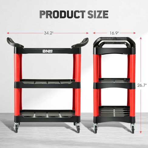 عربة ورشة عمل مركبة من DNA MOTORING بسعة 120 كجم / 260 رطل، محمولة على عجلات مع لوحة تعليق لاستخدام ورشة عمل مستودع المرآب، أسود/أحمر، TOOLS-00427 in Kuwait