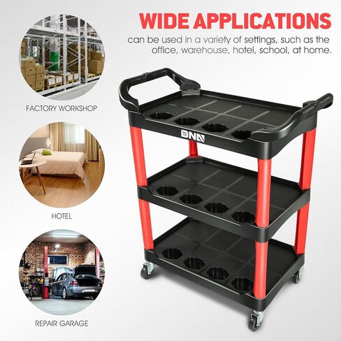 عربة ورشة عمل مركبة من DNA MOTORING بسعة 120 كجم / 260 رطل، محمولة على عجلات مع لوحة تعليق لاستخدام ورشة عمل مستودع المرآب، أسود/أحمر، TOOLS-00427 in Kuwait