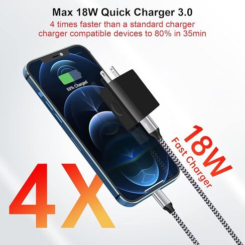 شاحن سريع من النوع C لهاتف Samsung Galaxy S24 Ultra/S23/S22/S21 FE/Note20/S10/A51/A50/A71/A90 LG Moto Quick Charge 3.0 محول + شاحن سيارة شاحن سريع + شاحن 6FT C شحن سريع 2 قطعة in Kuwait