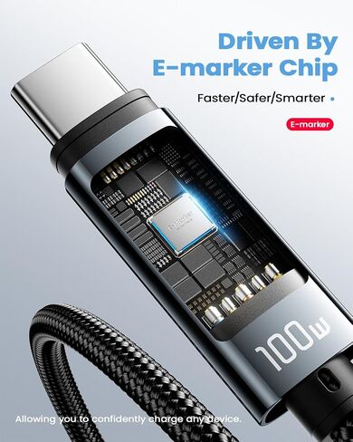 ESSAGER USB C Charger Cable (6ft 100W, 2Pack) Braided Type C Charger Fast Charging for iPhone 15 / 15Pro / 15Plus / 15ProMax MacBook Pro 2020, iPad Pro 2020, iPad Air 4, Samsung Galaxy S23+/S23 Ultra in Saudi Arabia