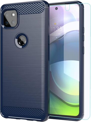 حافظة Moto One 5G Ace، حافظة Motorola one 5G Ace مع واقي شاشة عالي الدقة، غطاء هاتف واقٍ ناعم نحيف من مادة TPU غير قابل للانزلاق لهاتف Motorola Moto One 5G UW Ace (أسود مصقول TPU) in Kuwait