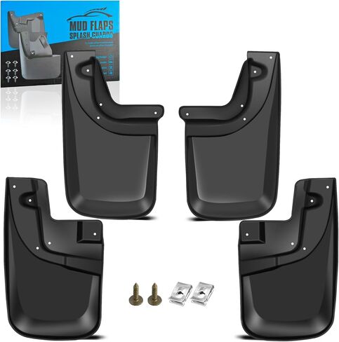KEYOOG Front & Rear Mud Flaps Splash Guards Fit for 2014-2019 Chevy Silverado 1500/Ld /2500 HD/ 3500 HD, 4-Pc Set Mud Guards Splash Guard Black - Fit The Models with Single Rear Wheels in Saudi Arabia
