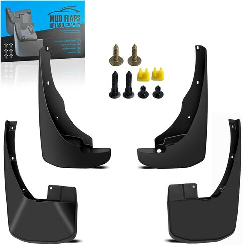 KEYOOG Front & Rear Mud Flaps Splash Guards Fit for 2014-2019 Chevy Silverado 1500/Ld /2500 HD/ 3500 HD, 4-Pc Set Mud Guards Splash Guard Black - Fit The Models with Single Rear Wheels in Saudi Arabia