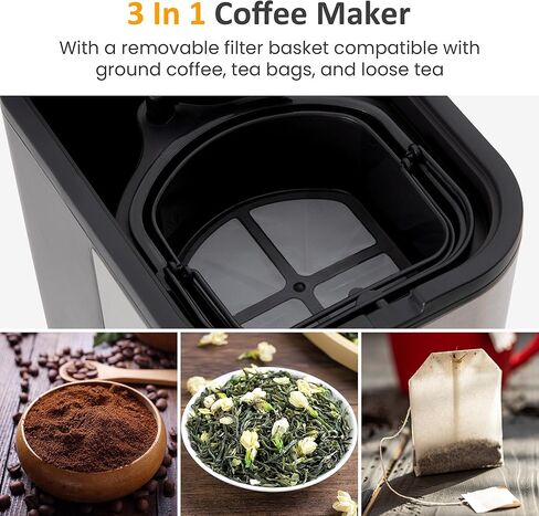 Sunvivi Single Serve Coffee Maker, Single Cup Coffee Brewer with 3 Brewing Options for K Cup Pod or Ground Coffee, 30oz Removable Water Reservoir & Reusable Filter, Ideal for Home & Office, Black in Saudi Arabia