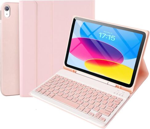 Wireless Bluetooth Keyboard Case for iPad 10th Generation 10.9 Inch 2022, Built-in Pencil Holder - iPad 10th Gen Cover with Keyboard Full-Body Protection Model A2696/A2757/A2777 - Black in Saudi Arabia
