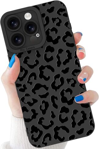 Compatible with iPhone 16 Pro Leopard Case Shockproof Soft TPU Military Grade Drop Protection Cheetah Print Women Girls Case for iPhone 16 Pro 6.3'' Black Leopard in Saudi Arabia