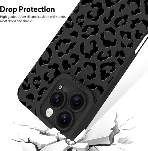 Compatible with iPhone 16 Pro Leopard Case Shockproof Soft TPU Military Grade Drop Protection Cheetah Print Women Girls Case for iPhone 16 Pro 6.3'' Black Leopard in Saudi Arabia