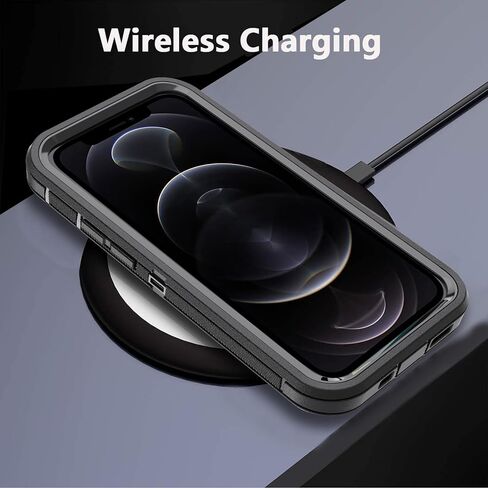 YmhxcY for iPhone 12 Pro Max Case/iPhone 13 Pro Max Case,Drop Proof 3-Layer Durable Cover/Shockproof Armor Solid Rubber stripe Case for iPhone 12 Pro Max/13 Pro Max 6.7"-Black in Saudi Arabia