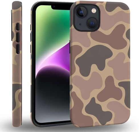 for iPhone 14 Case,HH2 Camouflage Camo Leaf Hybrid 2 Layer Hard Shell Silicone Protective Pattern Design Case for iPhone 13/iPhone 14 in Saudi Arabia