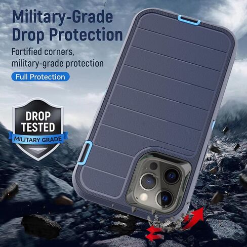 YmhxcY for iPhone 12 Pro Max Case/iPhone 13 Pro Max Case,Drop Proof 3-Layer Durable Cover/Shockproof Armor Solid Rubber stripe Case for iPhone 12 Pro Max/13 Pro Max 6.7"-Black in Saudi Arabia