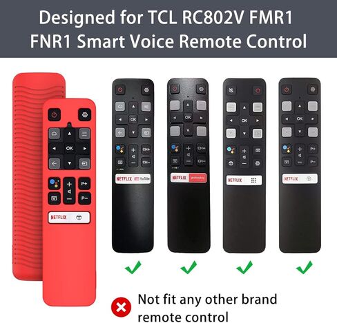 جراب لجهاز TCL RC802V FMR1 FNR1 للتحكم الصوتي الذكي عن بعد، غطاء حماية من السيليكون مقاوم للصدمات ومضاد للانزلاق ومضاد لفقدان التوهج (أحمر وأزرق متوهج)، 1*1*1 سم in Kuwait