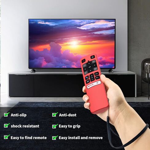 جراب لجهاز TCL RC802V FMR1 FNR1 للتحكم الصوتي الذكي عن بعد، غطاء حماية من السيليكون مقاوم للصدمات ومضاد للانزلاق ومضاد لفقدان التوهج (أحمر وأزرق متوهج)، 1*1*1 سم in Kuwait
