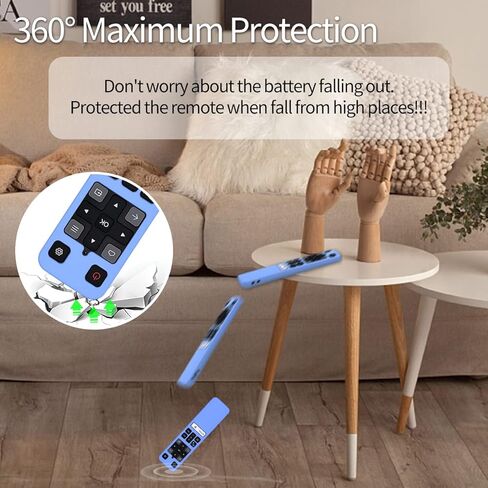 جراب لجهاز TCL RC802V FMR1 FNR1 للتحكم الصوتي الذكي عن بعد، غطاء حماية من السيليكون مقاوم للصدمات ومضاد للانزلاق ومضاد لفقدان التوهج (أحمر وأزرق متوهج)، 1*1*1 سم in Kuwait