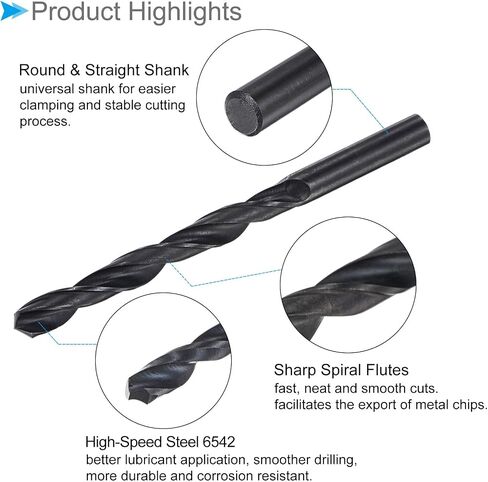 6542 High Speed Steel Twist Drill Bits, 8.5mm Diameter 115mm Length, Black Oxide Straight Twist Jobber Drill Bit - (Applications: for Metal Woodwork Plastic Aluminum) in Saudi Arabia