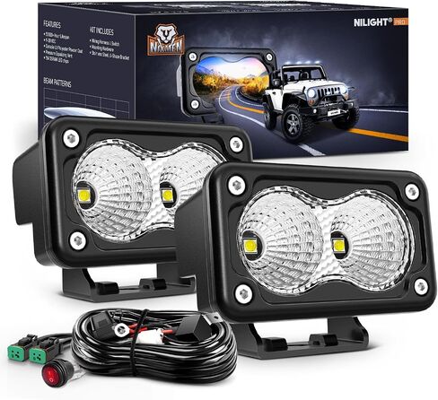 Nilight Amber Motorcycle Light Pods 2PCS 3Inch Flood Light Led Offroad Fog Light 1070LM المدمج في EMC ضوء القيادة ضوء مساعد للدراجات النارية SUV ATV شاحنة قارب جرار رافعة شوكية، ضمان 5 سنوات in Kuwait