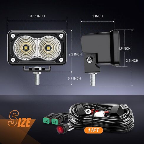 Nilight Amber Motorcycle Light Pods 2PCS 3Inch Flood Light Led Offroad Fog Light 1070LM المدمج في EMC ضوء القيادة ضوء مساعد للدراجات النارية SUV ATV شاحنة قارب جرار رافعة شوكية، ضمان 5 سنوات in Kuwait