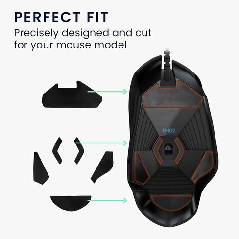 kwmobile Mouse Feet Replacement Compatible with Logitech G402 Computer Mouse Skates Sticker - Black in Saudi Arabia