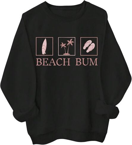 SOLY HUX Women's Letter Graphic Sweatshirt Crew Neck Long Sleeve Drop Shoulder Pullover Tops in Saudi Arabia