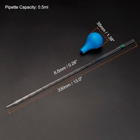 PATIKIL Graduated Dropper Pipettes Kit, 0.1ml Borosilicate Glass Pipette with Rubber Cap for Transfer Liquid for Lab, Chemistry, Clear in Saudi Arabia