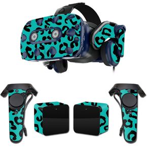 MightySkins Skin Compatible with HTC Vive Pro VR Headset - Teal Leopard | Protective, Durable, and Unique Vinyl Decal wrap Cover | Easy to Apply, Remove, and Change Styles | Made in The USA