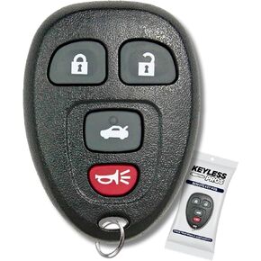 4-Button Keyless Entry Remote Key Fob Replacement, fits Chevy Cobalt Malibu, Buick Allure Lacrosse, Saturn Aura Sky, Pontiac G5 G6 Grand Prix, KOBGT04A, 15252034