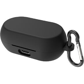 Geekria Silicone Case Cover Compatible with Jabra Elite 7 Pro, Jabra Elite 7 Active True Wireless Earbuds, Protective Earphones Skin Cover with Keychain Hook, Charging Port Accessible (Black)