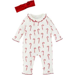 طقم بدلة وعصابة رأس من Mud Pie للفتيات الصغيرات من Baby Candy Cane
