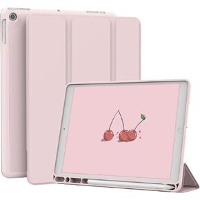 حافظة iPad لجهاز iPad 10.2 بوصة الجيل التاسع/الثامن/السابع، غطاء نحيف واقٍ وردي مع حامل أقلام، تنبيه/غفو تلقائي، حامل ذكي ثلاثي الطي - جلد صناعي in Kuwait