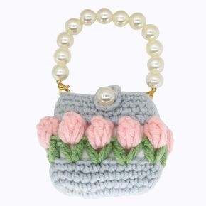 Pearl Strap Crochet Tulip Chain Headphone Case Handmade Knits Compatible with AirPods 2nd 1st Generation