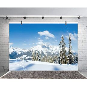 Leyiyi 7x5ft Enchanted Winter Forest Backdrop Snow Covered Mountain Woodland Pine Trees Winter Camping Skiing Hiking Photography Background Merry Christmas New Year Photo Studio Prop Vinyl Wallpaper in Kuwait
