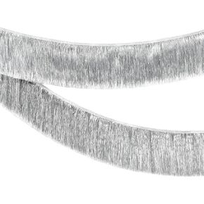 KatchOn, XtraLarge Silver Fringe Banner - 6.5 Feet, Pack of 2 | Silver Fringe Garland for Silver Party Decorations | Shiny Happy New Year Silver Banner for Silver Happy New Year Decorations