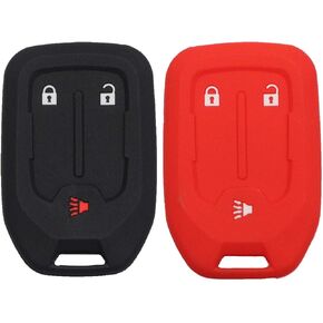 2pcs 3 Buttons Silicone Remote Smart Key Fob Case Cover Skin Protector Holder Jacket Compatible with GMC Terrain Acadia 2018 2019 2020 2021 Black Red