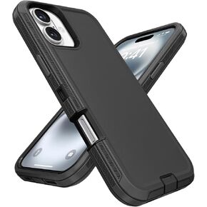 Jelanry Case for iPhone 16 Plus 5G 6.7-inch, Heavy Duty Rugged & Dual-Layer Shockproof Dropproof Protection with Port Anti dust Scratch Back Cover Matte Armor Phone Case for Apple iPhone 16 Plus Black
