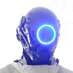 namph Punk Mask Cosplay for Men Women, Round Light with Braids Cosplay Halloween Mask Fit Party Music Festival Accessories