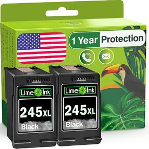 Limeink 2 Remanufactured Ink Cartridges Replacement for Canon 245 XL Black Ink Cartridge for Canon 245xl Black for Printer 245xl Cartridge PG-245xl 2 BK