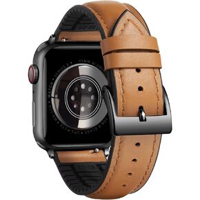 BINLUN Compatible with Apple Watch Bands Leather Silicone-Lined Elegant Sweatproof 38mm 40mm 41mm /42mm 44mm 45mm 49mm Replacement Strap for iWatch Ultra/SE 9/8/7/6/5/4/3/2/1 Men Women