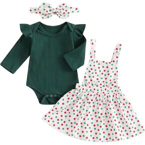 Mubineo Baby Girl Christmas Skirt Outfits Cute Clothes Long Sleeve Romper Overall Skirt Dress Halloween Newborn Outfit