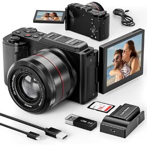 Digital Camera, 5K&12X Optical Cameras for Photography, 48MP Vlogging Camera for YouTube, Video Camera, WiFi & HDMI Output, 32GB SD Card(2 Batteries)