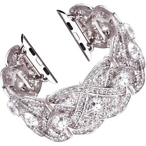 Bracelet Bands Compatible with Apple Watch Band 49mm 38mm 40mm 41mm 42mm 44mm 45mm Ultra iWatch Series 8 7 6 5 4 3 2 1 SE Women Girls, Cute Bling Dressy Stretchy Luxury Rhinestone Metal Charms Straps