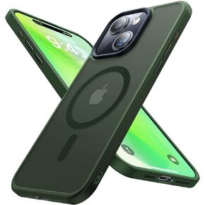 Strong Magnetic for iPhone 15 Case [Compatible with MagSafe] [Military-Grade Drop Tested] Shockproof Protective Slim Translucent Matte Phone Case for iPhone 15 Phone Case, Green