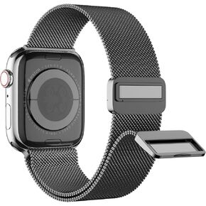 Magnetic Loop Band Designed for Apple Watch Series 4/5/6 & SE 40mm 44mm, 7 8 9 41mm 45mm, 10 42mm 46mm, Apple Watch Ultra 1/2 49mm, Woven Stainless Steel Metal Strap for iWatch