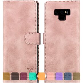 for Samsung Galaxy Note 9 Wallet case with Credit Card Holder, [RFID Blocking] PU Leather Phone case Shockproof Cover Women Men for Samsung Note9 case Light Brown