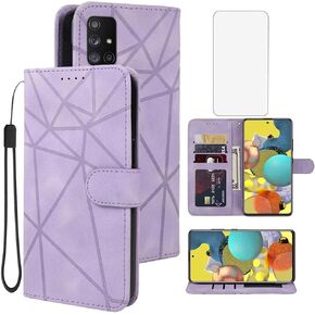 Case for Galaxy A51 5G/Samsung A51 5G SM-A516U Wallet Case with Tempered Glass Screen Protector, Flip Leather Credit Card Holder Wrist Strap Stand Phone Cover for Samsung Galaxy A51 5G Brown