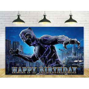 Black Panther Family Backdrop for Birthday Party Decorations Super Hero Background for Baby Shower Party Cake Table Decorations Supplies Black Panther Theme Banner 5x3ft