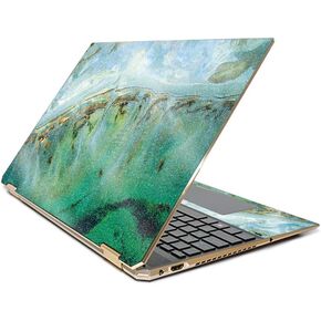 MightySkins Glossy Glitter Skin Compatible with HP Spectre x360 15.6" Gem-Cut (2019) - Green Shell | Protective, Durable High-Gloss Glitter Finish | Easy to Apply and Change Style | Made in The USA