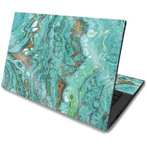 MightySkins Glossy Glitter Skin Compatible with Asus Chromebook C425 14" (2019) - Turquoise Ripple | Protective, Durable High-Gloss Glitter Finish | Easy to Apply and Change Style | Made in The USA