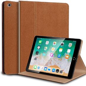for Ipad Case 10.2-inch 9th/8th/7th Gen Genuine Leather Cover Protective Shell for 2021/2020/2019,Auto Wake/Sleep.Yellow Brown