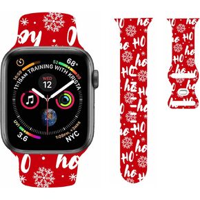 Slim Christmas Watch Band Compatible with Apple Watch 41mm 40mm 38mm, Cute Gingerbread Man Pattern Soft Silicone Replacement Strap for iWatch Wristbands Series SE 8 7 6 5 4 3 2 1 Red