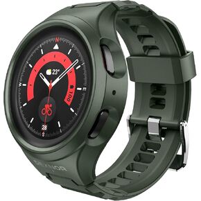 Dexnor لساعة Galaxy Watch 5 Pro Band مع حافظة 45 مم (2022)، [حزام مدمج قابل للتعديل وحافة مرتفعة] غطاء متين من الدرجة العسكرية مقاوم للصدمات مع حزام لساعة Samsung Watch 5 Pro-45 مم للنساء والرجال in Kuwait