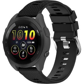 Disscool Replacement Wristbands Compatible with Garmin Forerunner 165, 20mm Adjustable Soft Silicone Wrist Strap with Quick Release Compatible with Garmin Vivoactive 5 Watch Accessories(Black)